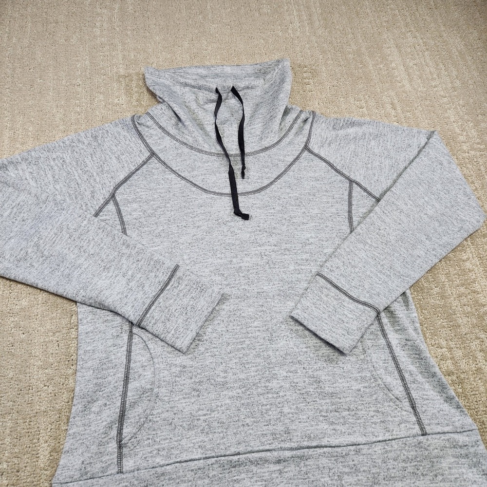 Kuhl Pullover Women Large Lea Gray Lightweight Cowl Neck Stretch Hiking Granola